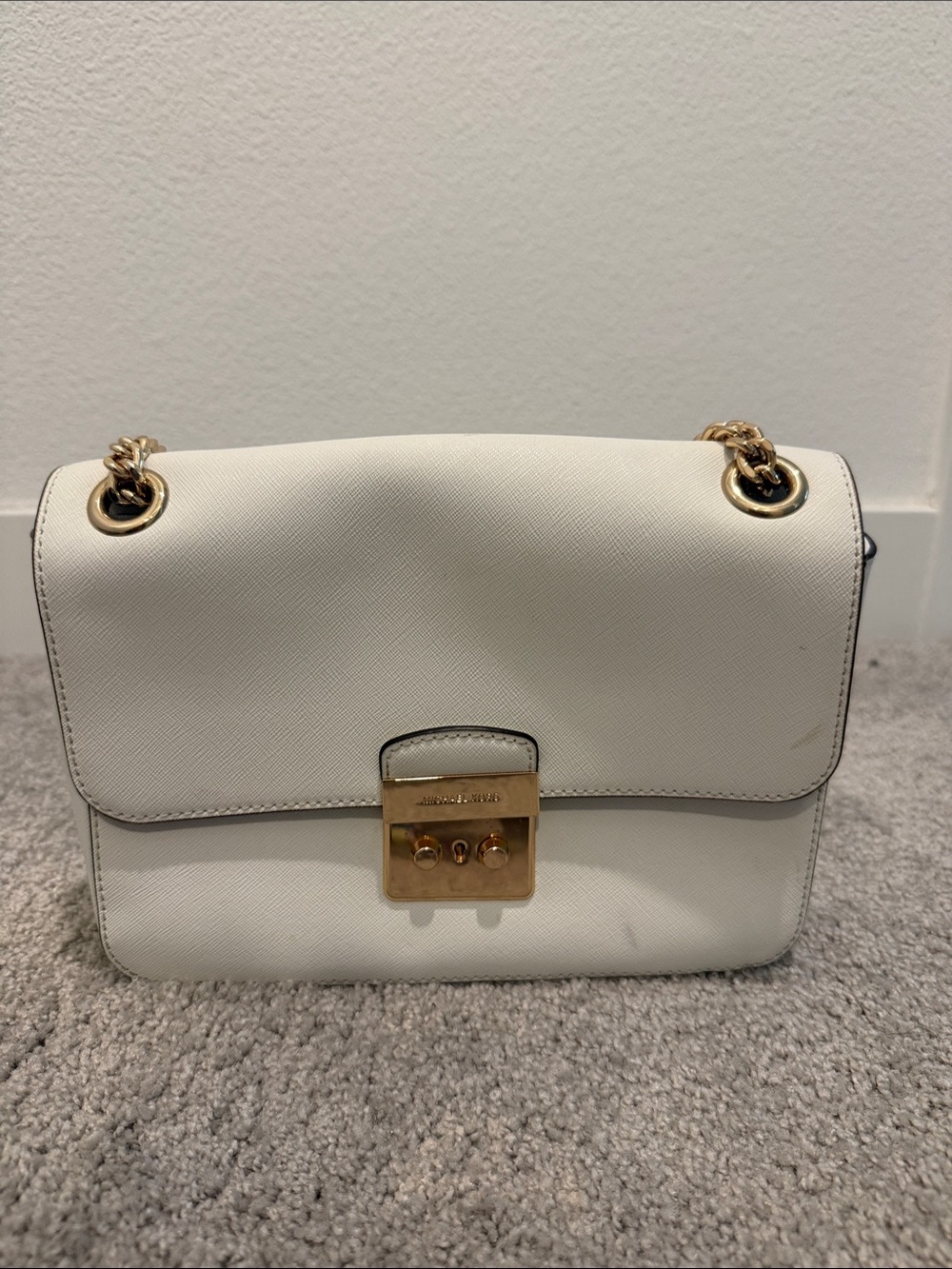 Michael Kors Cream Saffiano Leather Crossbody with Gold Hardware